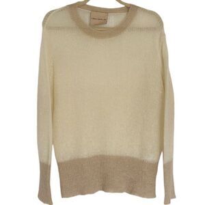 Erika Cavallini Italy Cream Tan Lightweight Crewneck Sweater Size Medium